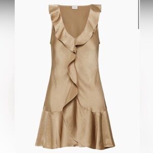 Aritzia Tan Ruffle Mini Dress